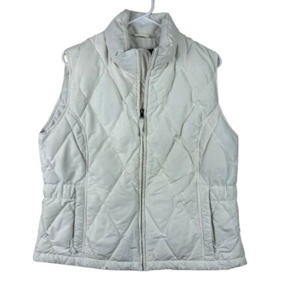Eddie Bauer Premium Goose Down Quilted Puffer Vest Ivory Size Large Gorpcore - Picture 1 of 10